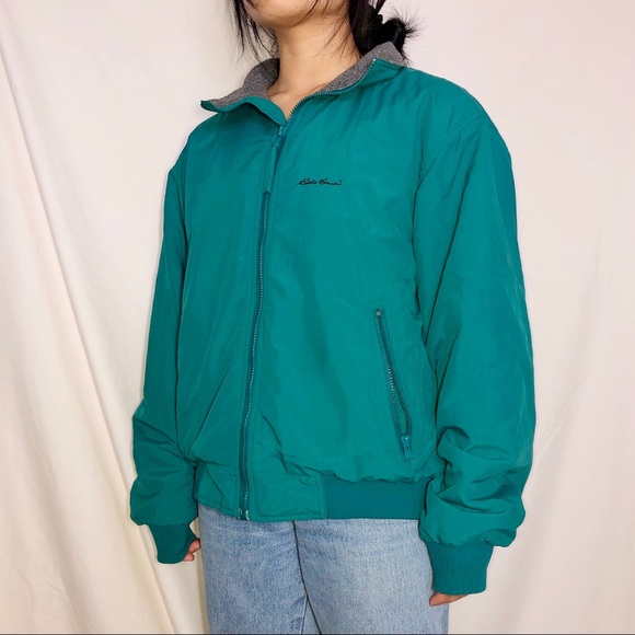 Vintage Eddie Bauer Teal Nylon Fleece Lined Insula - Picture 2 of 6